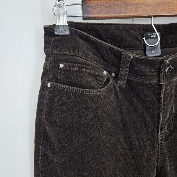 Ann Taylor Brown Corduroy Straight Leg Pant 4 Petite - Picture 2 of 5